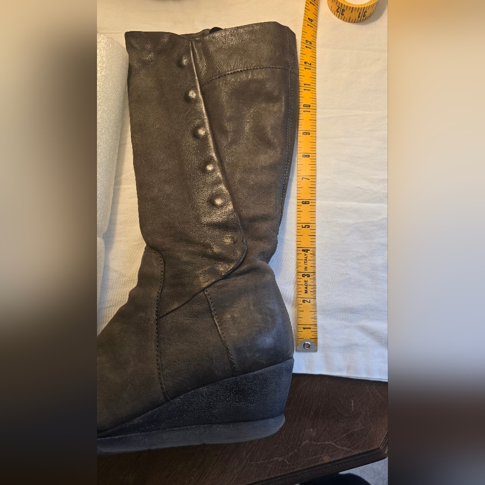 Miz Mooz Gray Leather Wedge boots - Picture 11 of 12